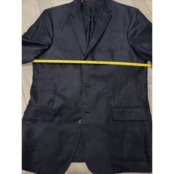 J Crew Mens Navy Blue Cotton Irish Linen Chino Blazer Jacket Sz 42R Sport Coat - Picture 7 of 9
